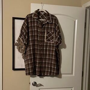 Entro Brown and White Plaid Men's Shirt